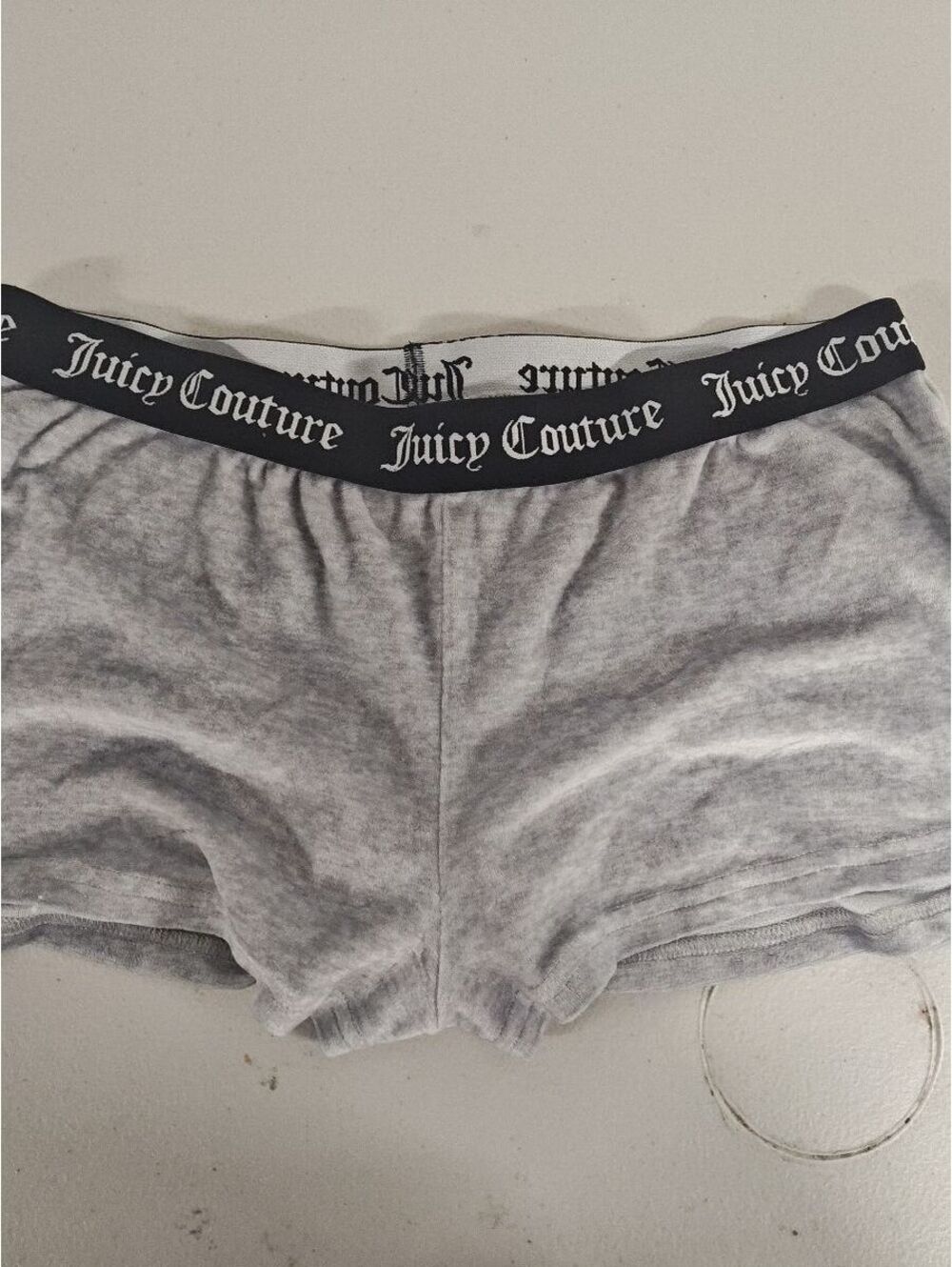 Juicy Couture Gray Velour Sleep Lounge Shorts Logo Waistband Y2K Women's Medium